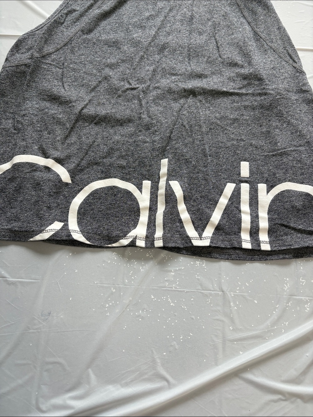 Calvin Klein Dark Gray Sleeveless Open Back Logo Tank - Picture 4 of 10